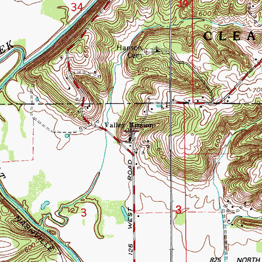 Topographic Map of Valley Mission Church, IN