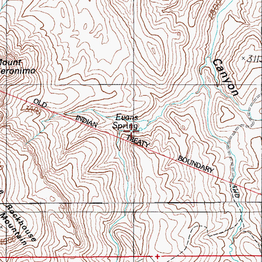 Topographic Map of Evans Spring, AZ