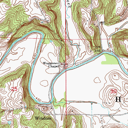 Topographic Map of Waggoner Chapel, IN