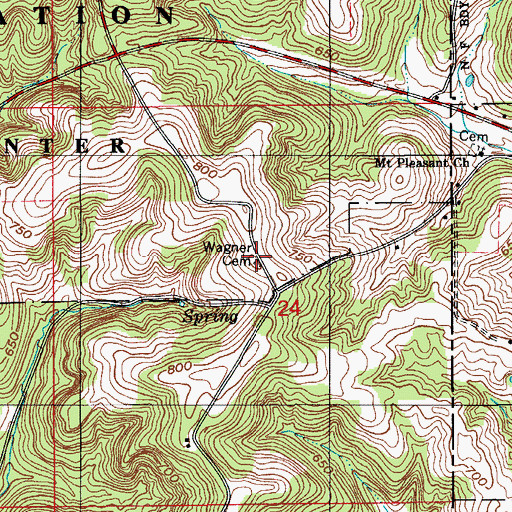 Topographic Map of Wagner Cemetery, IN