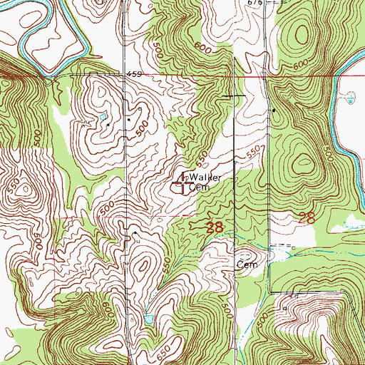 Topographic Map of Walker Cemetery, IN