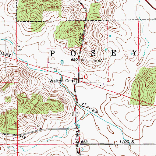 Topographic Map of Walton Cemetery, IN