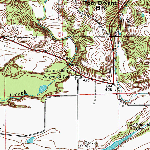 Topographic Map of Wegenast Cemetery, IN