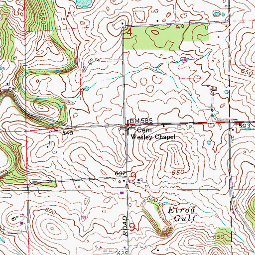 Topographic Map of Wesley Chapel, IN