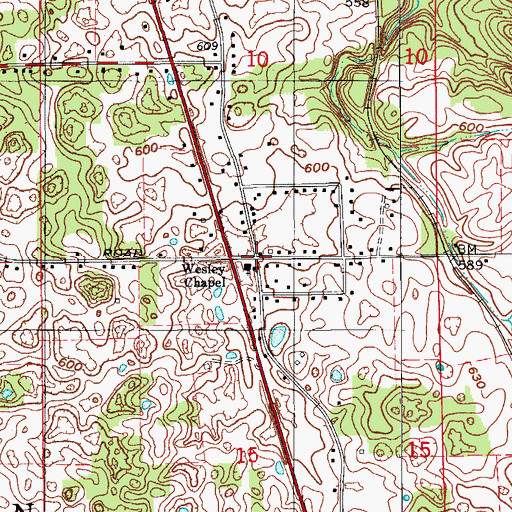 Topographic Map of Wesley Chapel, IN