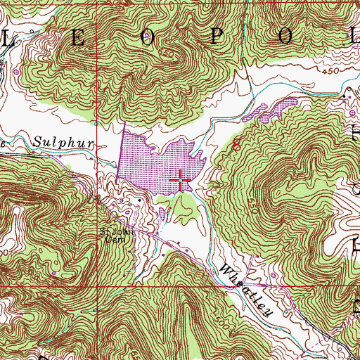 Topographic Map of Wheatley Creek, IN