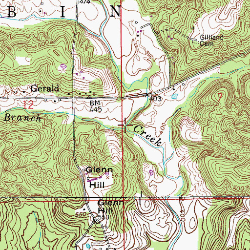 Topographic Map of Wheatly Branch, IN