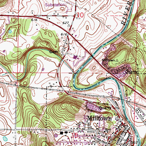 Topographic Map of Whiskey Run, IN