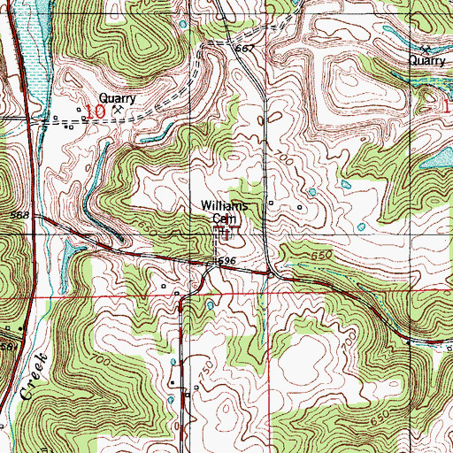 Topographic Map of Williams Cemetery, IN