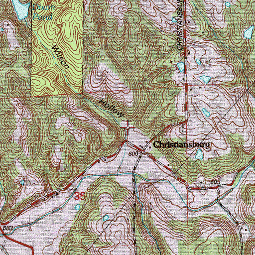 Topographic Map of Wilson Hollow, IN