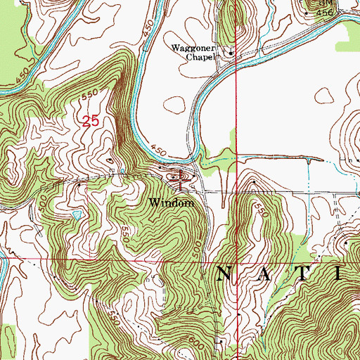 Topographic Map of Windom, IN
