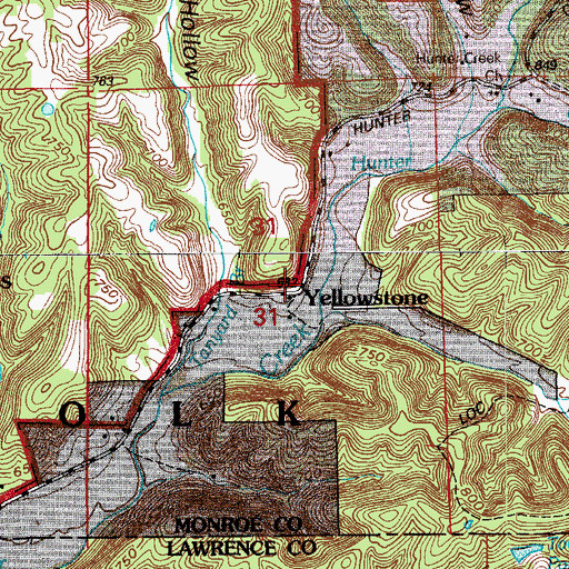 Topographic Map of Yellowstone, IN