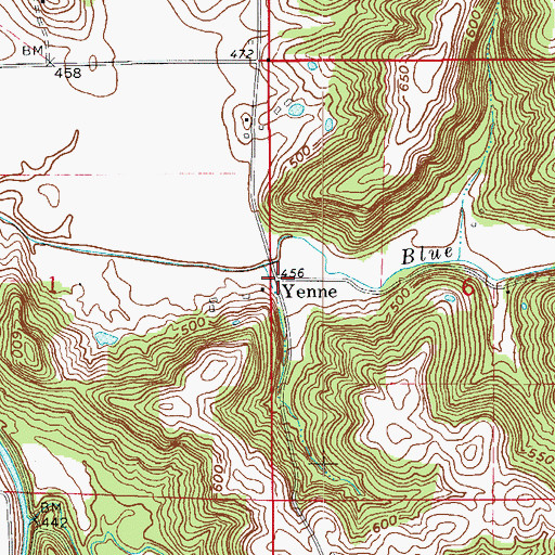 Topographic Map of Yenne, IN