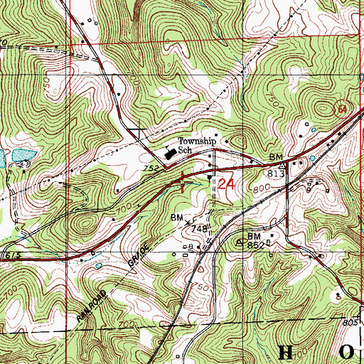 Topographic Map of Patoka School, IN