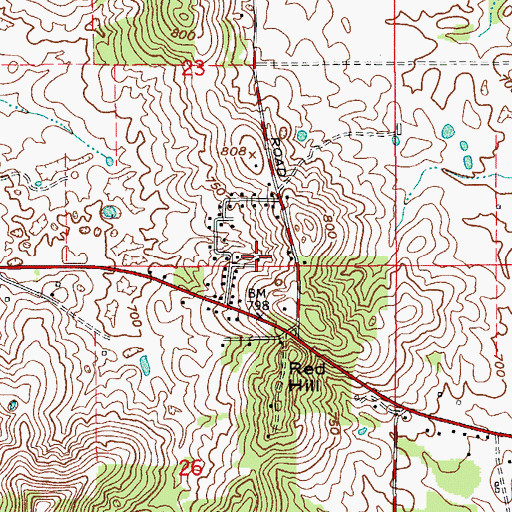 Topographic Map of Red Hill, IN