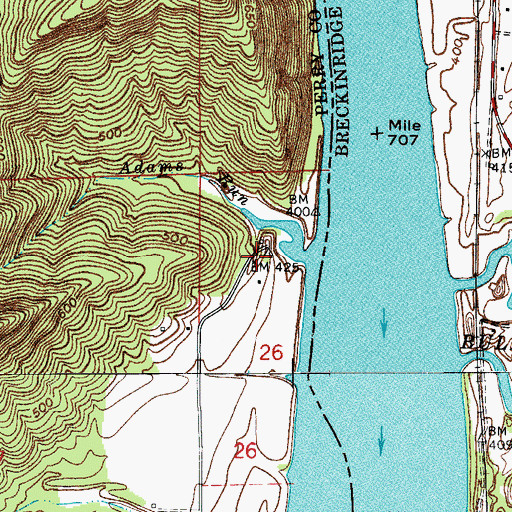 Topographic Map of Lauer, IN