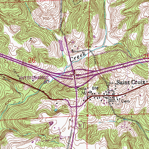 Topographic Map of Interchange 80, IN