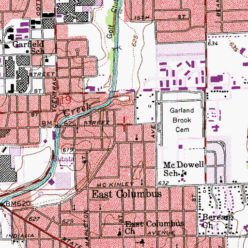 Topographic Map of Bartholomew County, IN