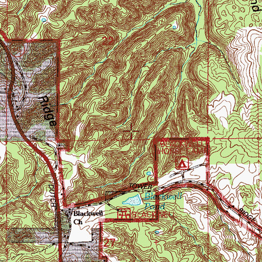 Topographic Map of Blackwell Lake, IN