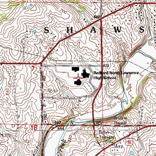 Topographic Map of Bedford-North Lawrence High School, IN