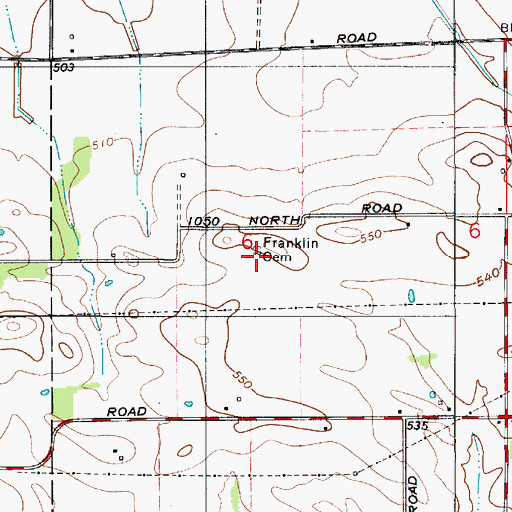 Topographic Map of Franklin Cemetery, IN
