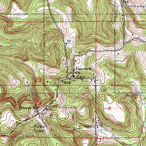 Topographic Map of Fairview Church, IN