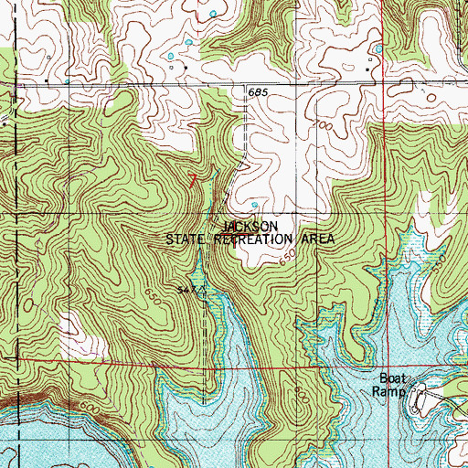 Topographic Map of Jackson State Recreation Area, IN