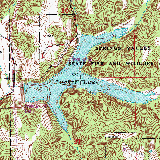 Topographic Map of Tucker Lake, IN