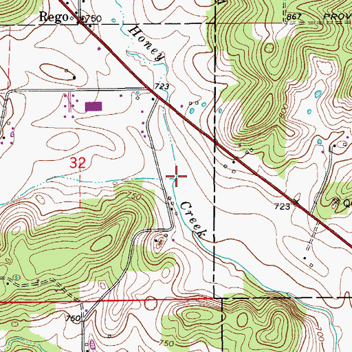 Topographic Map of Duck Creek, IN