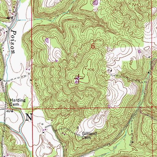 Topographic Map of Harding Pond, IN