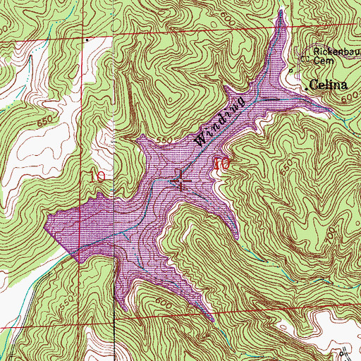 Topographic Map of Lake Celina, IN