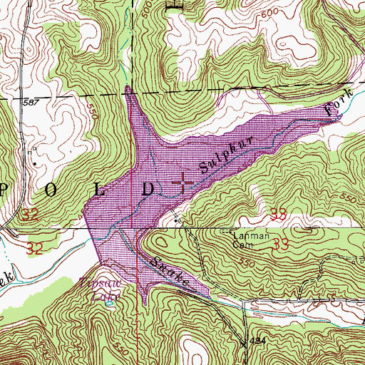 Topographic Map of Tipsaw Lake, IN