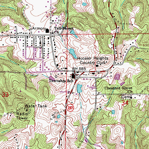 Topographic Map of Tell City Junior High School, IN