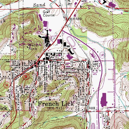 Topographic Map of Springs Valley Community High School, IN