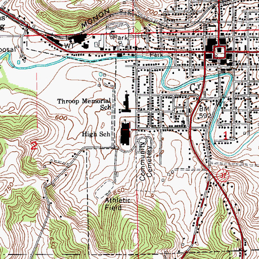 Topographic Map of Paoli Junior and Senior High School, IN