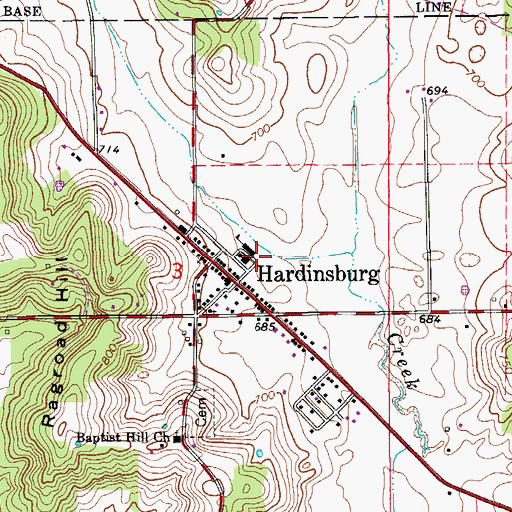 Topographic Map of South Central Area Vocational School, IN