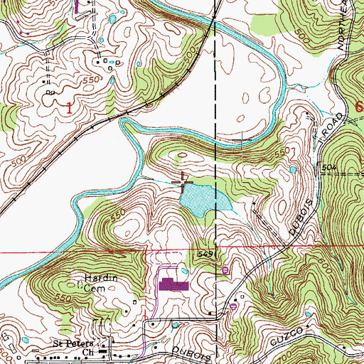 Topographic Map of Dubois Community Club Lake Dam, IN