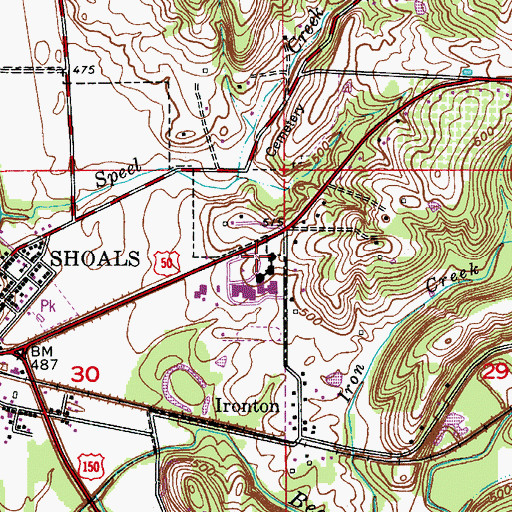 Topographic Map of Shoals Community Middle School, IN