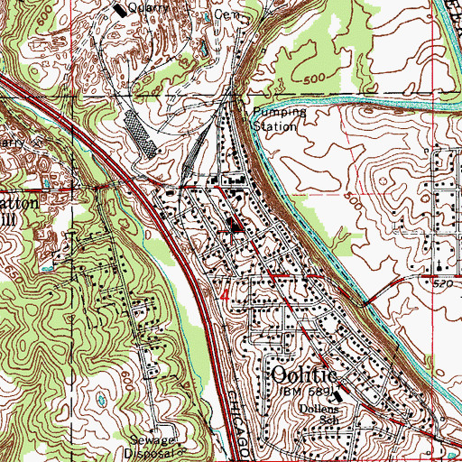 Topographic Map of Oolitic Junior High School, IN