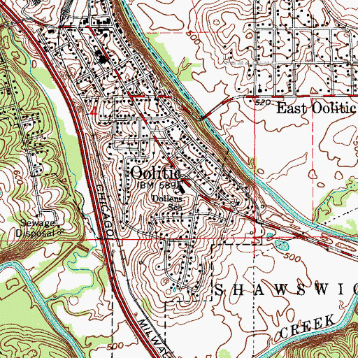 Topographic Map of Dollens Elementary School, IN
