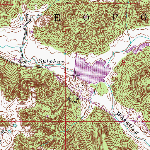 Topographic Map of Middle Fork Dam Number 2, IN