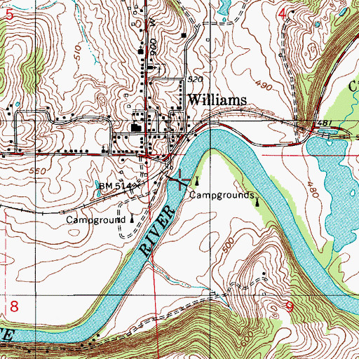 Topographic Map of Williams Dam, IN