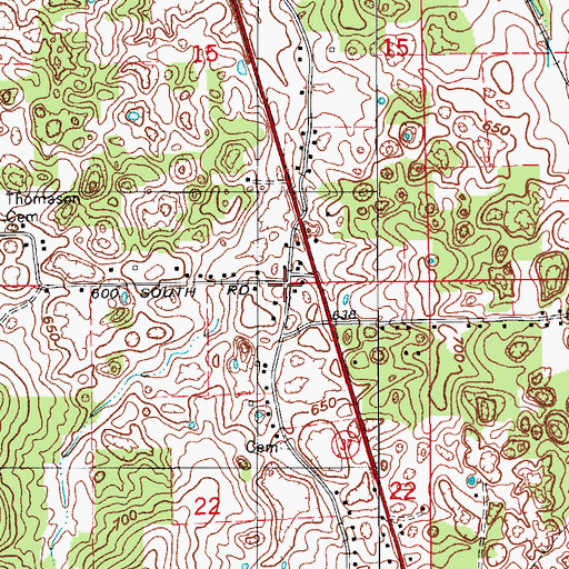 Topographic Map of Redding, IN