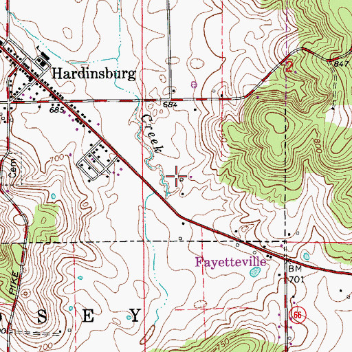 Topographic Map of Posey Sink, IN