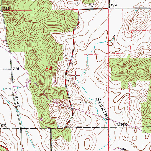 Topographic Map of Scotland Cave Sink, IN