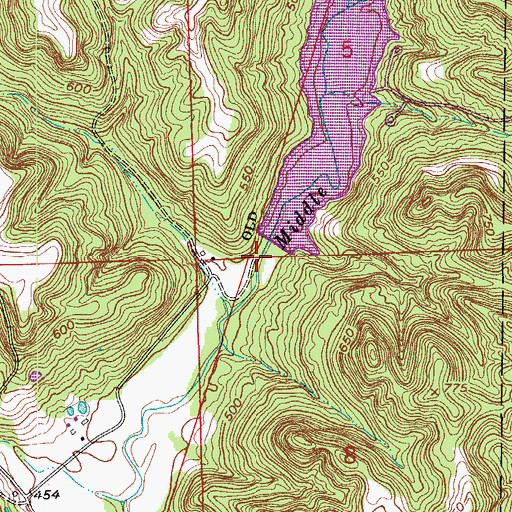 Topographic Map of Middle Fork Number 6 Dam, IN