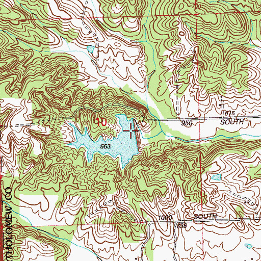 Topographic Map of Fred C Owen Lodge Lake Dam, IN