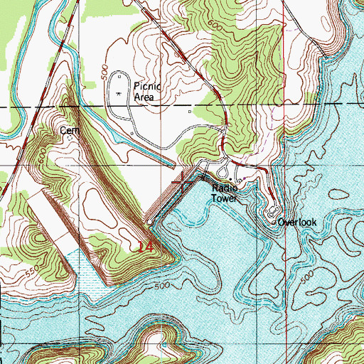 Topographic Map of Patoka Lake Dam, IN