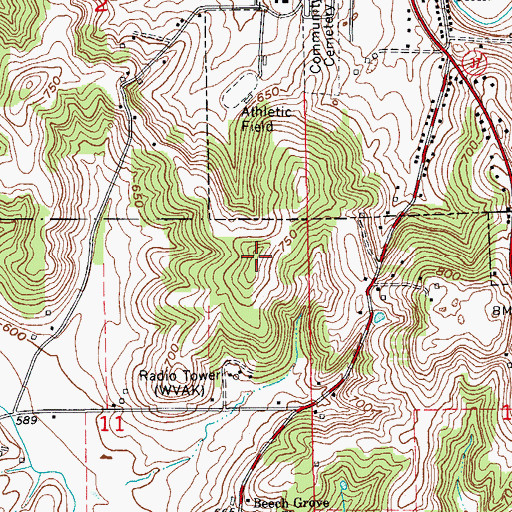 Topographic Map of WVME-FM (Paoli), IN