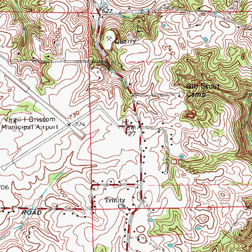 Topographic Map of Virgil I Grissom Municipal Airport, IN